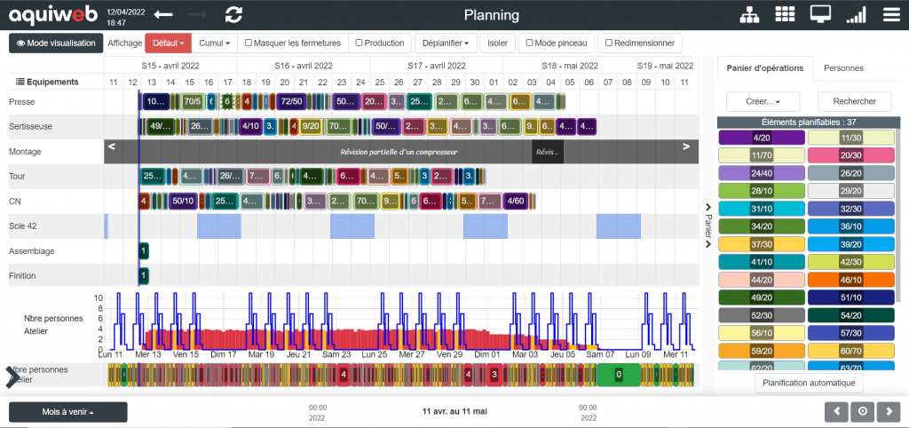 Ordre de fabrication : Planning d'ordonnancement Aquiweb